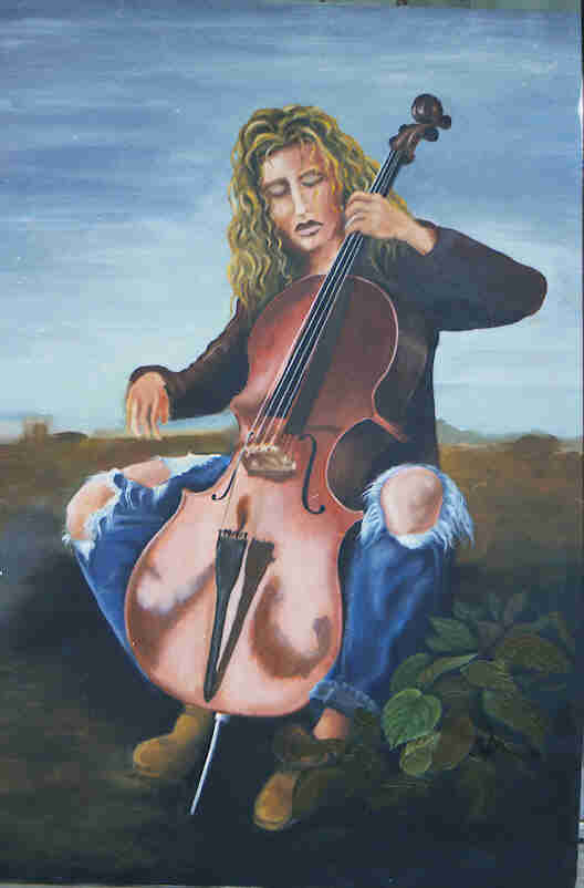 Cello Player. 30x22in.2000. Oil/Canvas. Chicago,IL
Вообще-то, это - Иисус Иосич. Музейного качества полотно.